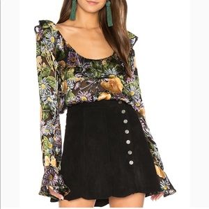 For Love and Lemons long sleeve ruffle blouse Xs